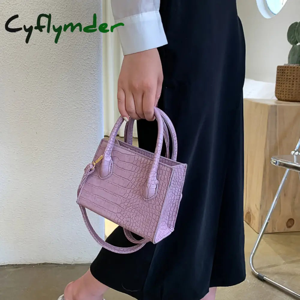 Cyflymder Small Crocodile Pattern Solid Color Pu Leather Crossbody Bags For Women Summer Lady