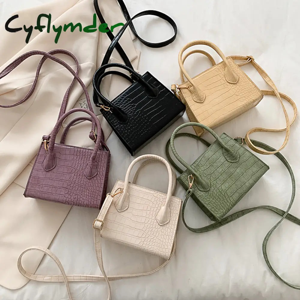 Cyflymder Small Crocodile Pattern Solid Color Pu Leather Crossbody Bags For Women Summer Lady