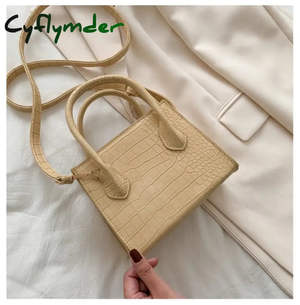 Cyflymder Small Crocodile Pattern Solid Color Pu Leather Crossbody Bags For Women Summer Lady