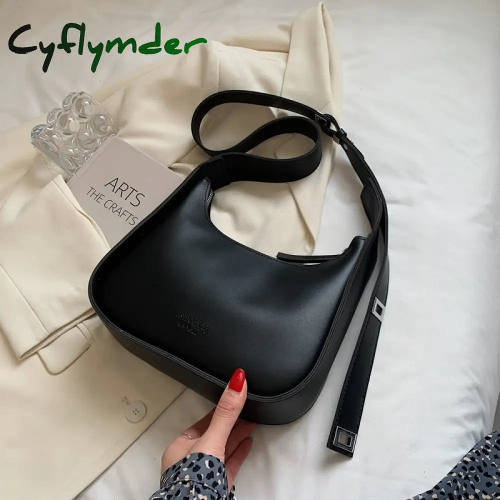 Cyflymder Small Designer Women’s Black Bag Simple Retro Crossbody Bags Luxury Pu Leather Female