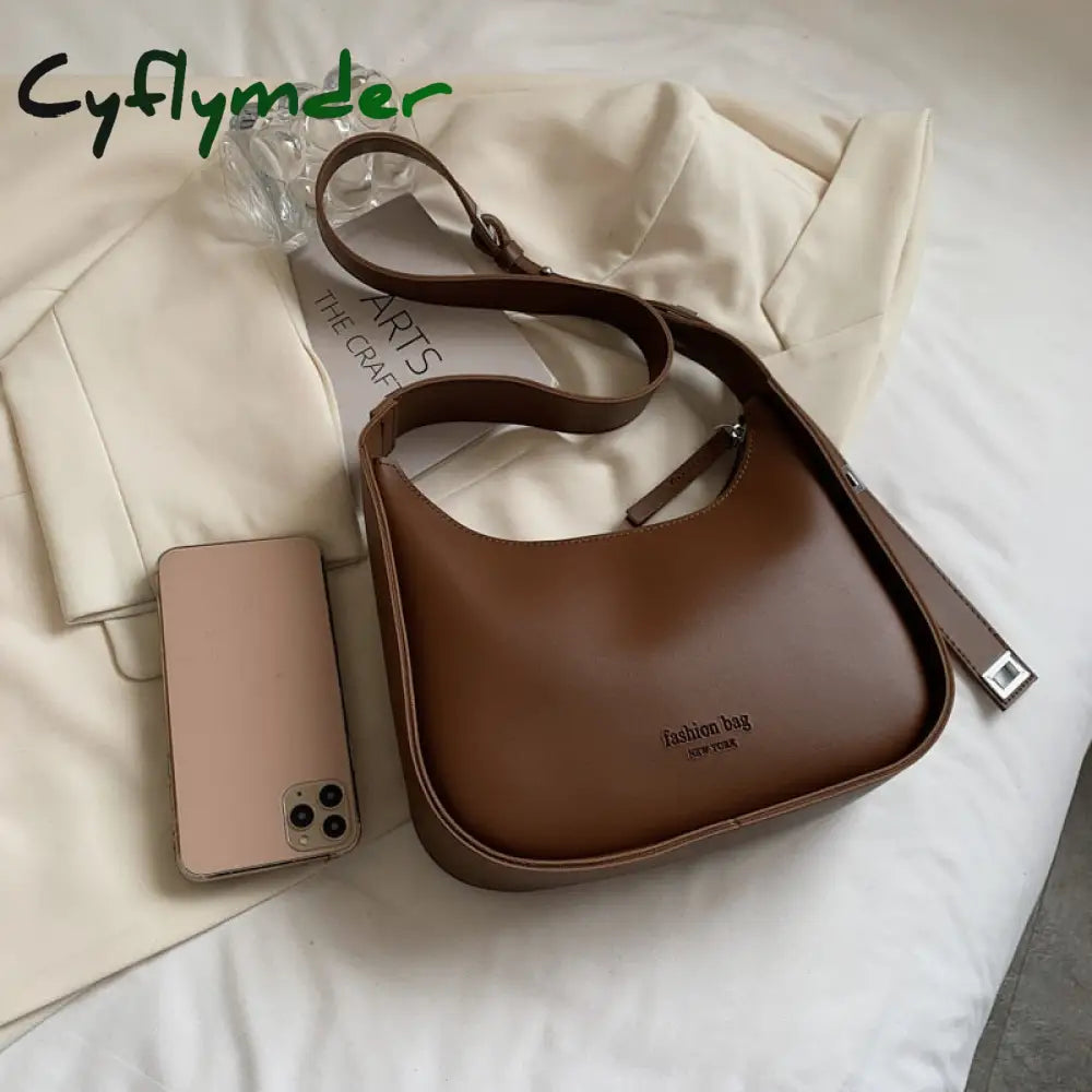 Cyflymder Small Designer Women’s Black Bag Simple Retro Crossbody Bags Luxury Pu Leather Female