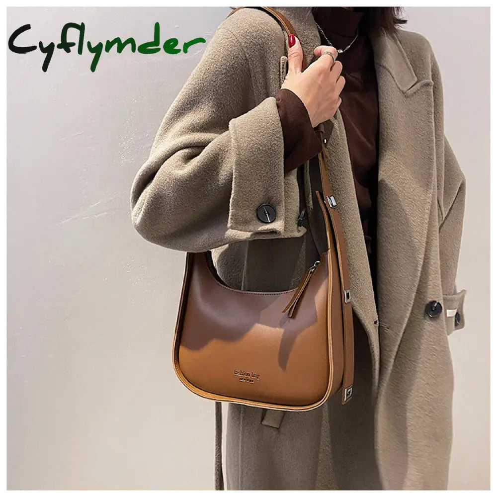 Cyflymder Small Designer Women’s Black Bag Simple Retro Crossbody Bags Luxury Pu Leather Female