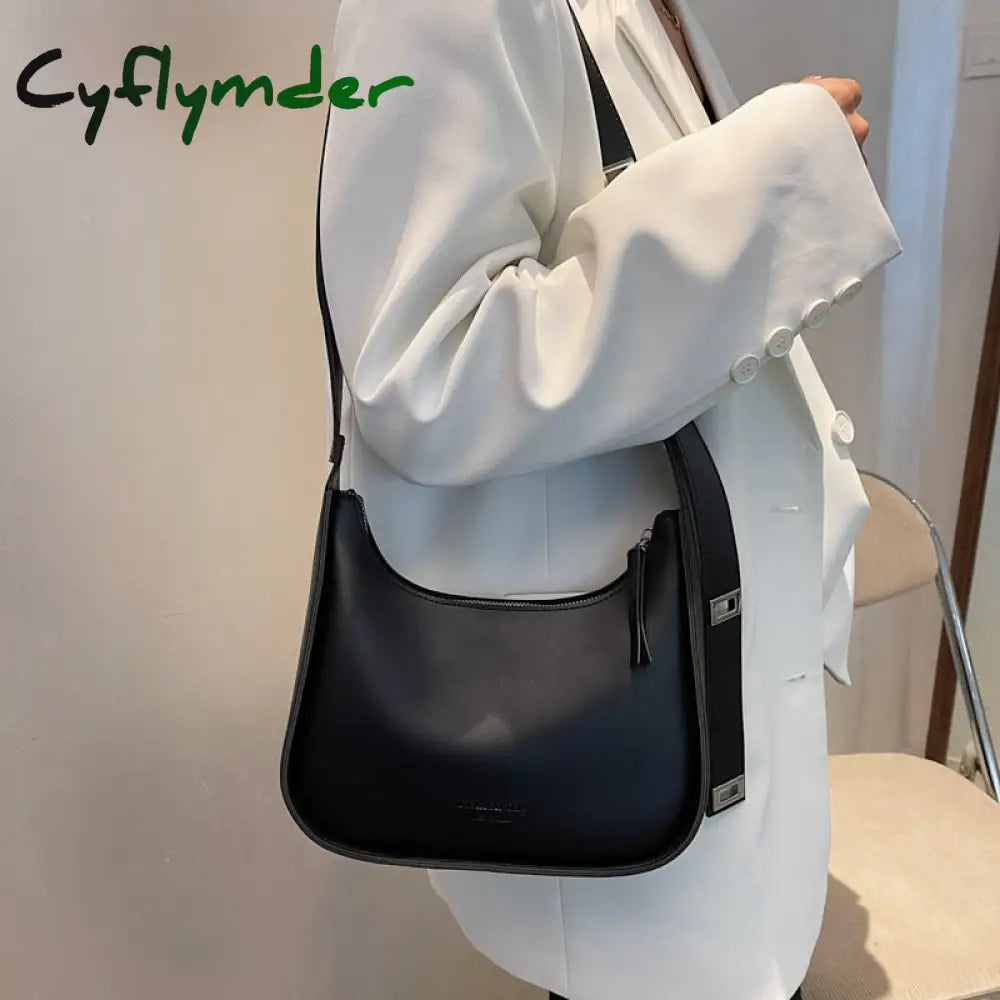 Cyflymder Small Designer Women’s Black Bag Simple Retro Crossbody Bags Luxury Pu Leather Female