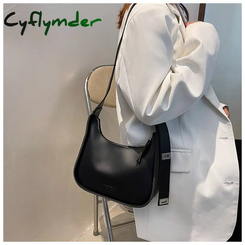 Cyflymder Small Designer Women’s Black Bag Simple Retro Crossbody Bags Luxury Pu Leather Female