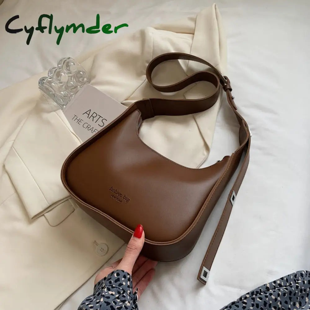 Cyflymder Small Designer Women’s Black Bag Simple Retro Crossbody Bags Luxury Pu Leather Female