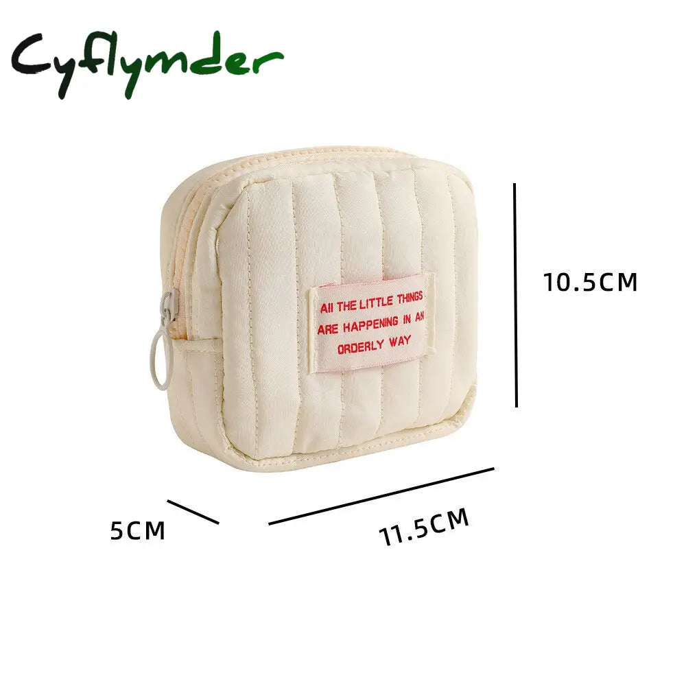 Cyflymder Small Earphone Lipsticks Sanitary Pads Storage Organizer Pouch Bag Case Mini Zipper Women