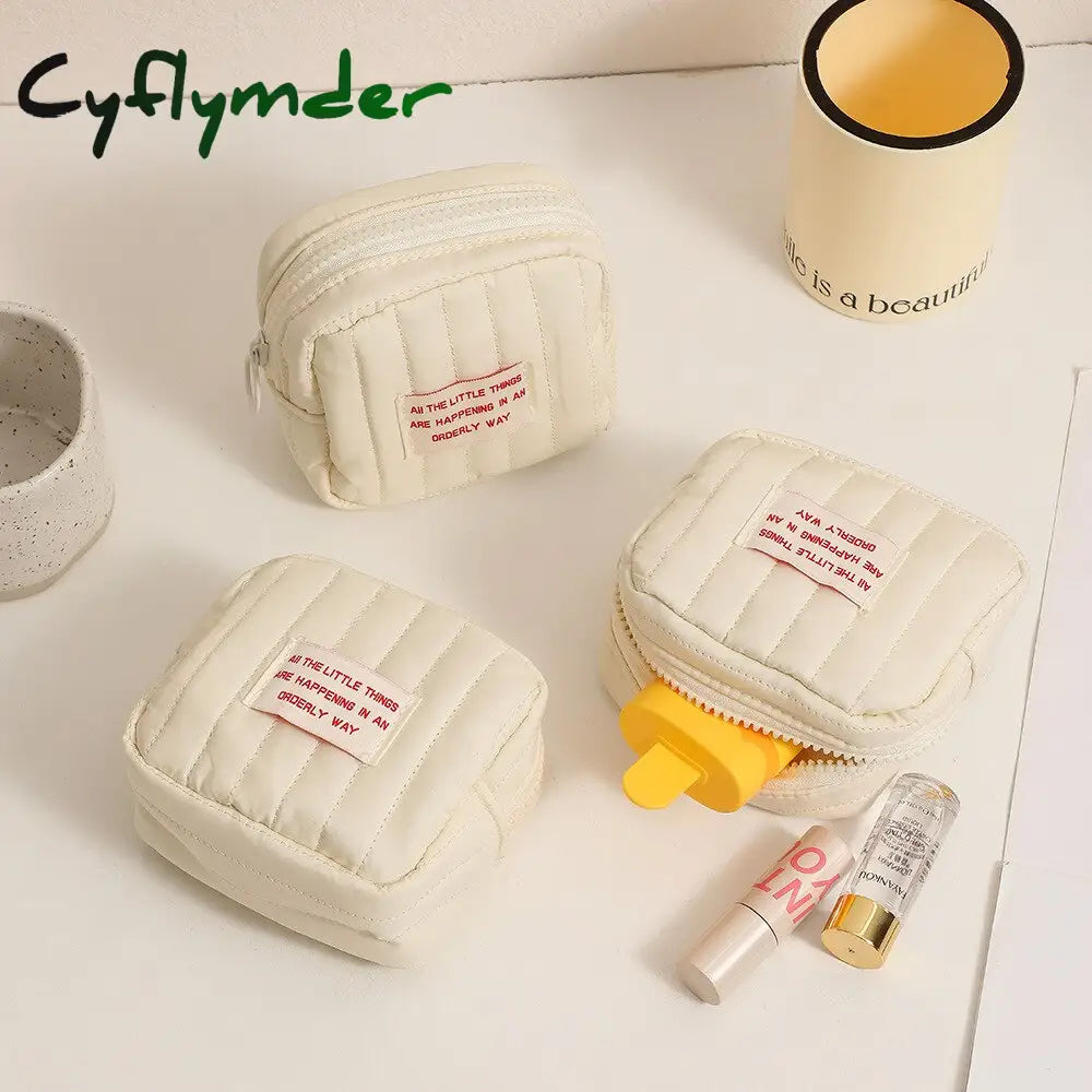 Cyflymder Small Earphone Lipsticks Sanitary Pads Storage Organizer Pouch Bag Case Mini Zipper Women