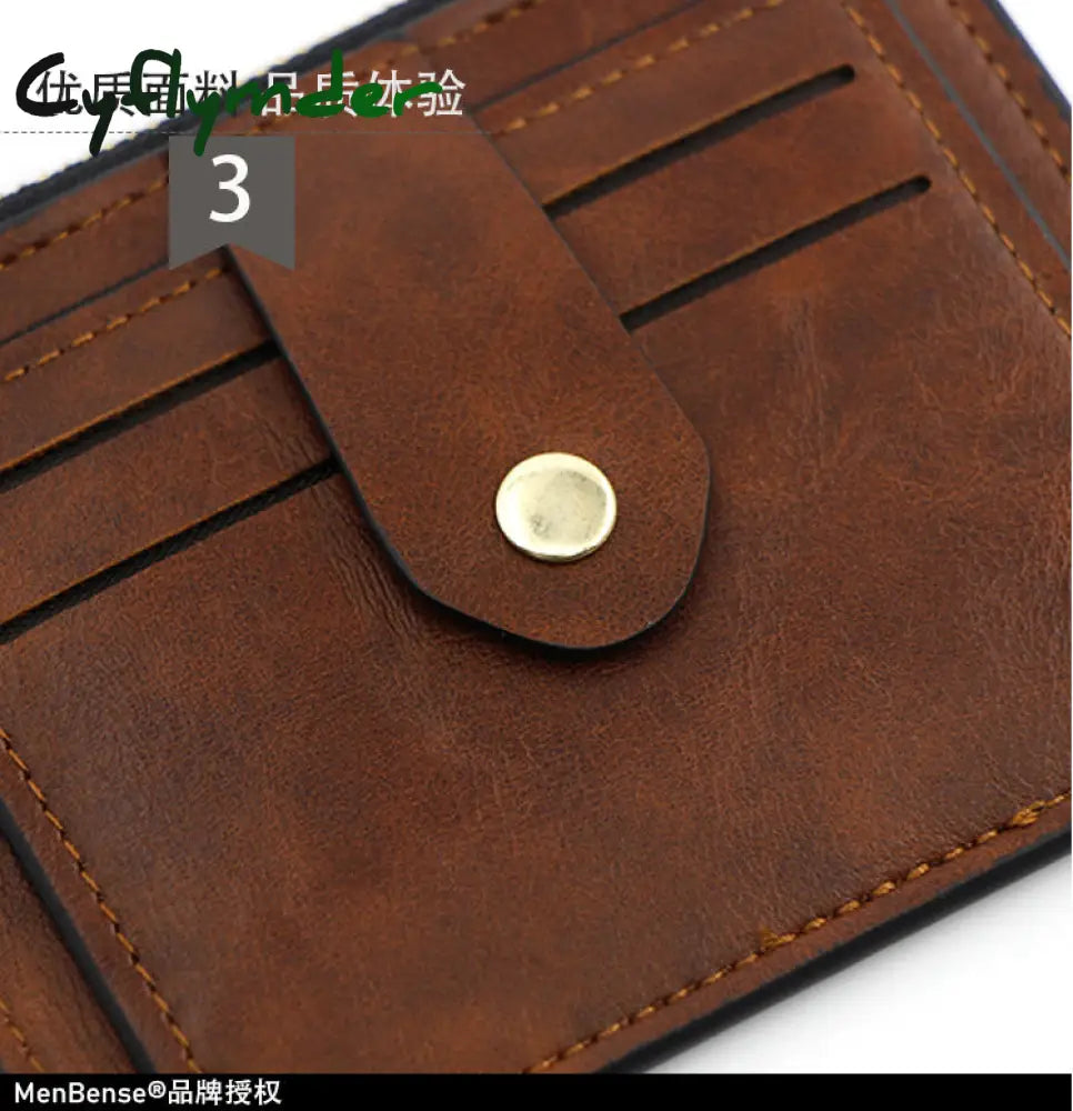 Cyflymder Small Fashion Credit Id Card Holder Slim Leather Wallet With Coin Pocket Man Money Bag