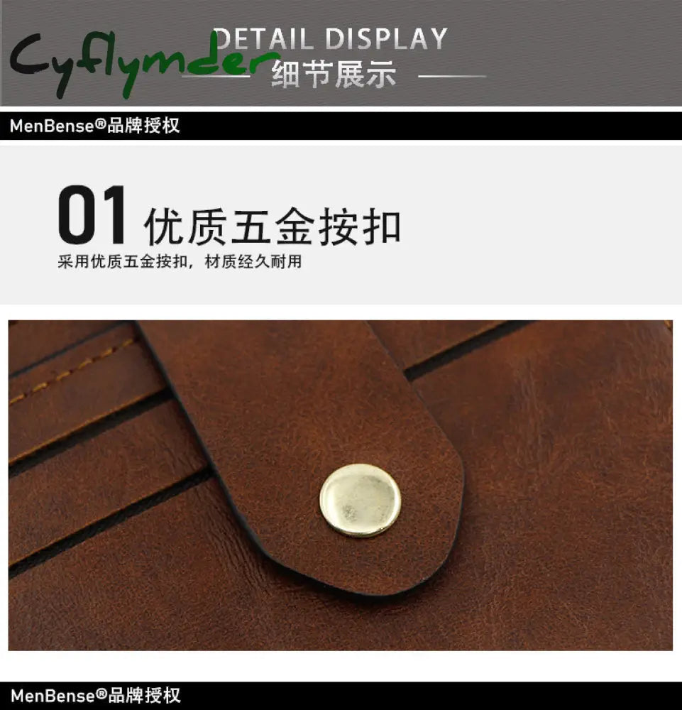 Cyflymder Small Fashion Credit Id Card Holder Slim Leather Wallet With Coin Pocket Man Money Bag