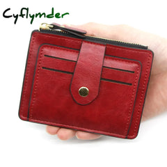 Cyflymder Small Fashion Credit Id Card Holder Slim Leather Wallet With Coin Pocket Man Money Bag