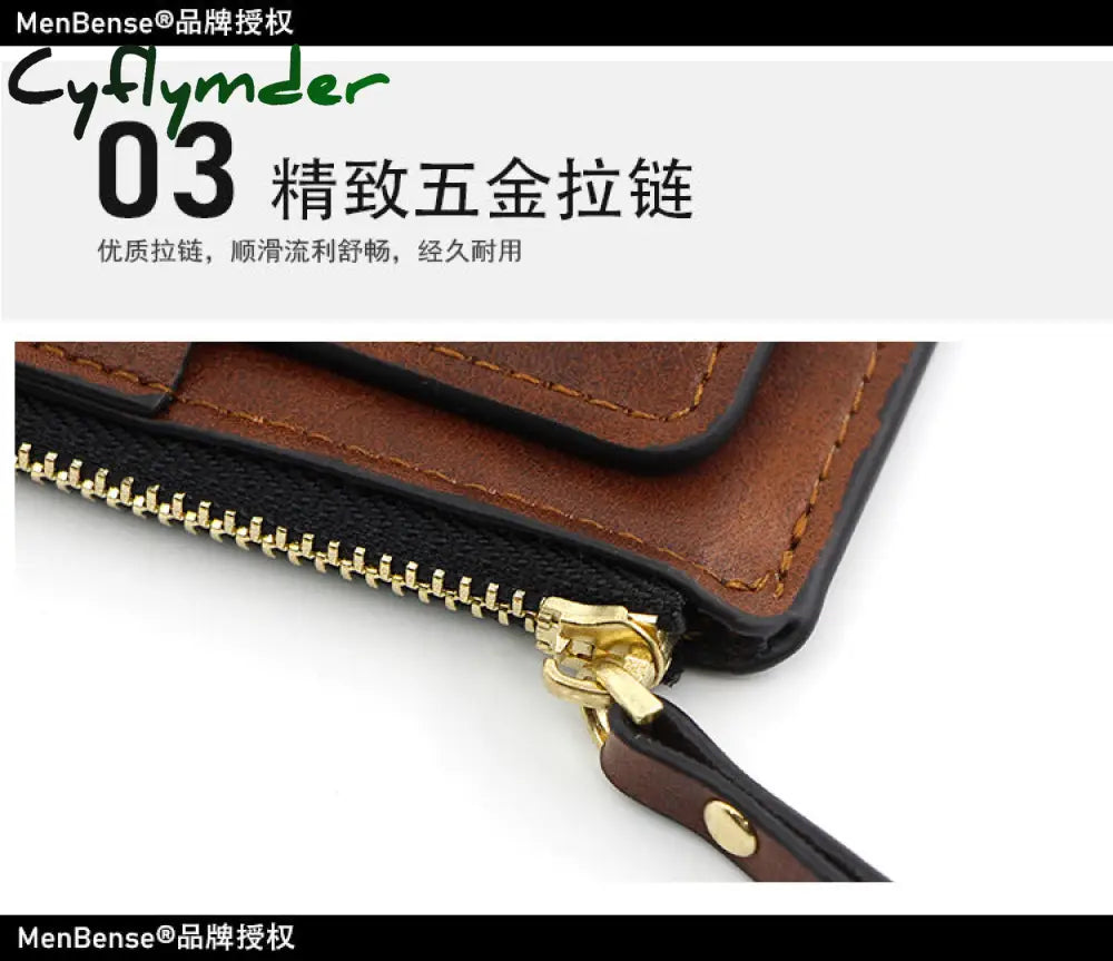 Cyflymder Small Fashion Credit Id Card Holder Slim Leather Wallet With Coin Pocket Man Money Bag