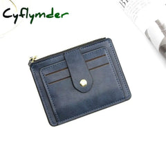 Cyflymder Small Fashion Credit Id Card Holder Slim Leather Wallet With Coin Pocket Man Money Bag