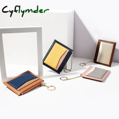 Cyflymder Small Fashion Credit Id Card Holder Slim Leather Wallet With Coin Pocket Man Money Bag