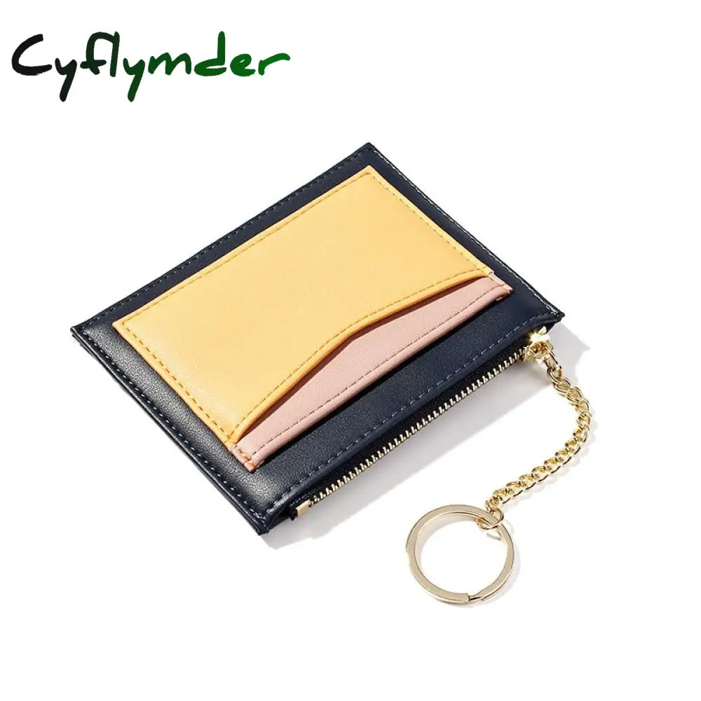 Cyflymder Small Fashion Credit Id Card Holder Slim Leather Wallet With Coin Pocket Man Money Bag