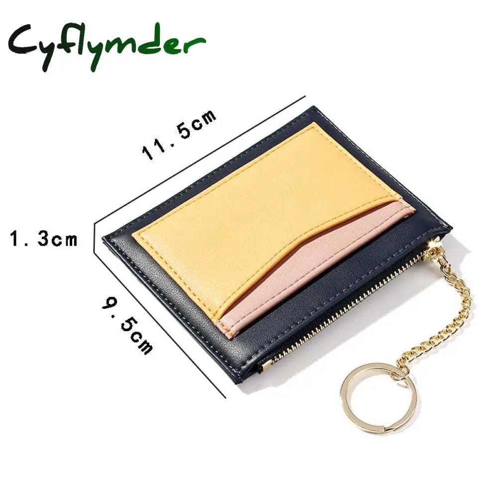 Cyflymder Small Fashion Credit Id Card Holder Slim Leather Wallet With Coin Pocket Man Money Bag