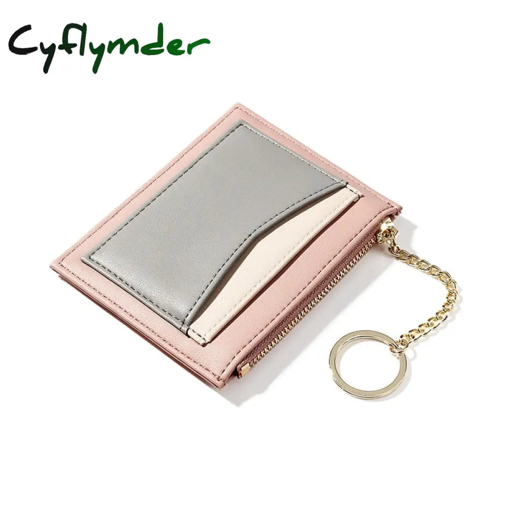 Cyflymder Small Fashion Credit Id Card Holder Slim Leather Wallet With Coin Pocket Man Money Bag