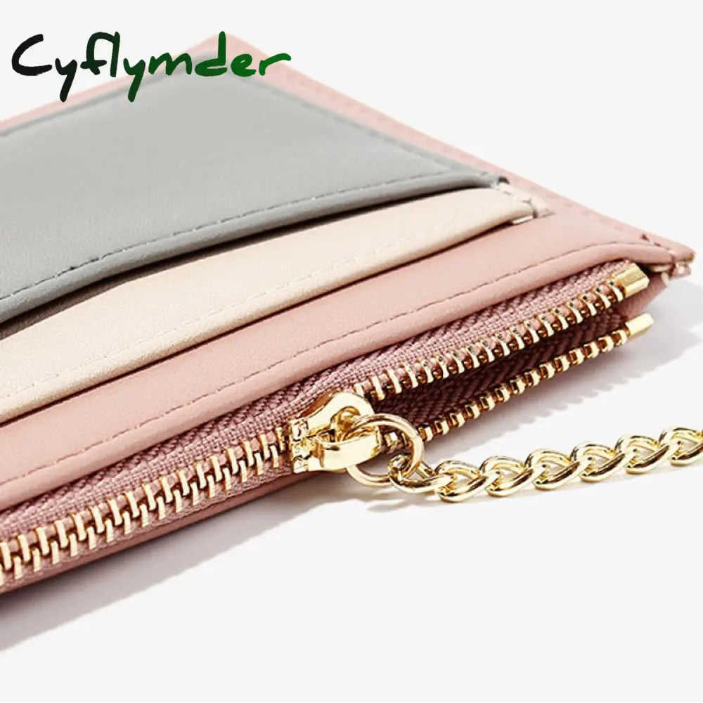 Cyflymder Small Fashion Credit Id Card Holder Slim Leather Wallet With Coin Pocket Man Money Bag