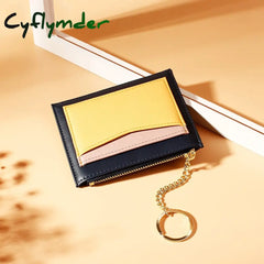 Cyflymder Small Fashion Credit Id Card Holder Slim Leather Wallet With Coin Pocket Man Money Bag