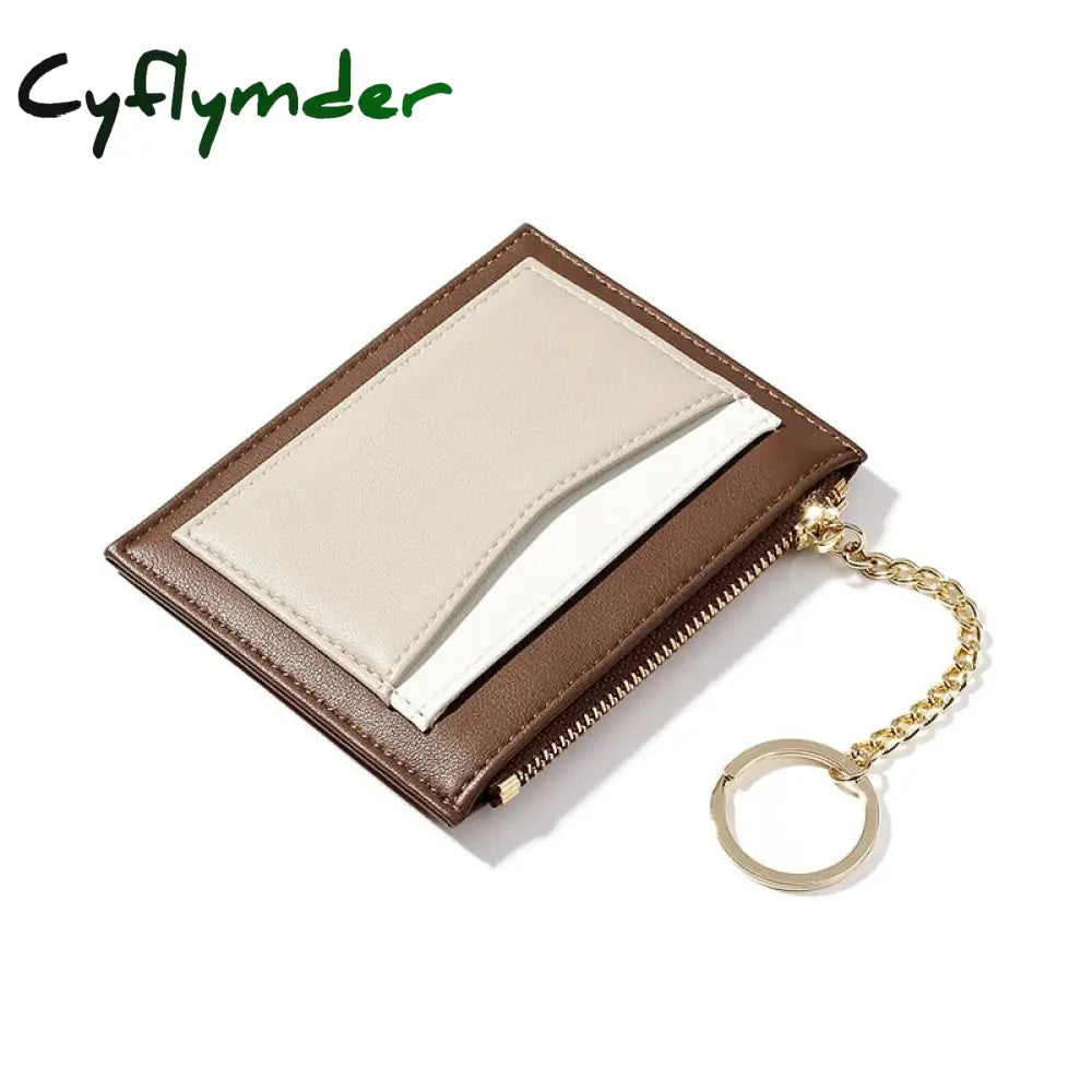 Cyflymder Small Fashion Credit Id Card Holder Slim Leather Wallet With Coin Pocket Man Money Bag