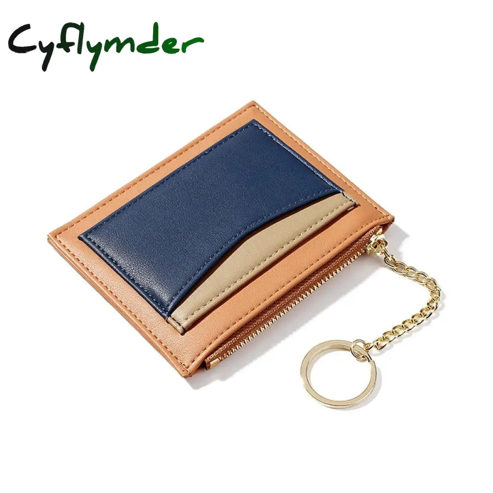 Cyflymder Small Fashion Credit Id Card Holder Slim Leather Wallet With Coin Pocket Man Money Bag