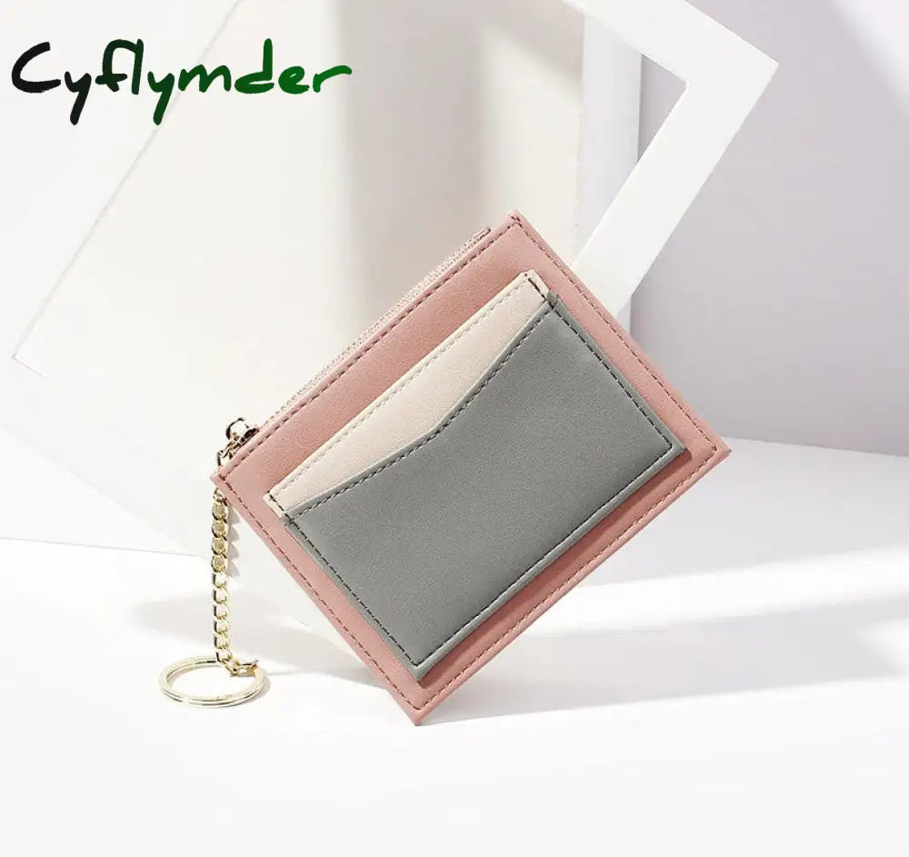 Cyflymder Small Fashion Credit Id Card Holder Slim Leather Wallet With Coin Pocket Man Money Bag