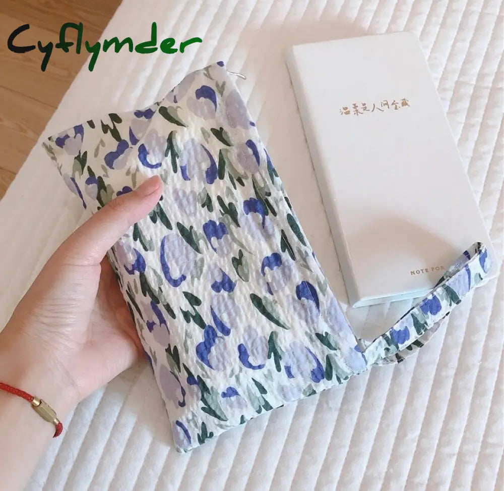 Cyflymder Small Floral Women’s Cosmetic Bag Mini Cotton Fabric Make Up Organizer Pencil Cases