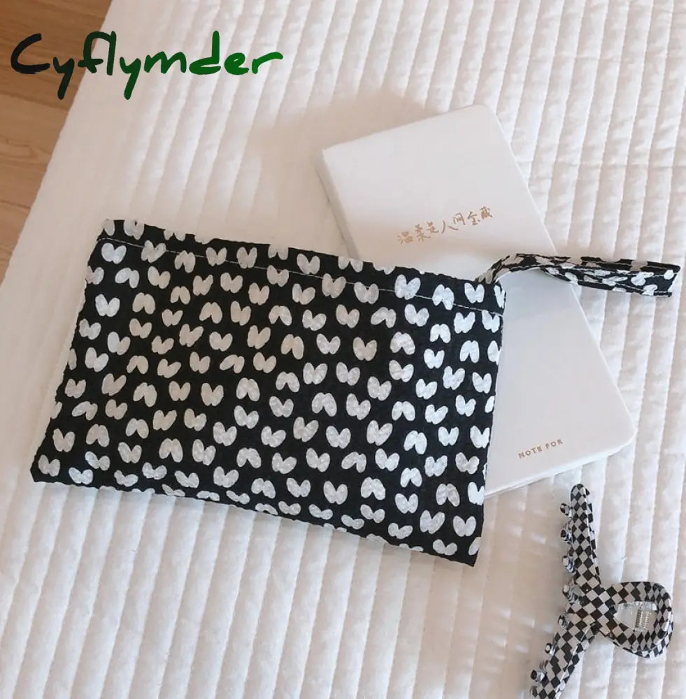 Cyflymder Small Floral Women’s Cosmetic Bag Mini Cotton Fabric Make Up Organizer Pencil Cases