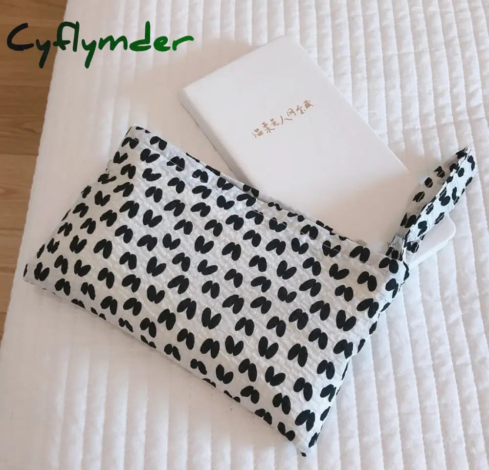 Cyflymder Small Floral Women’s Cosmetic Bag Mini Cotton Fabric Make Up Organizer Pencil Cases