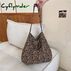 Small Leopard Print Messenger Bag Single Shoulder Canvas Bag for Female Student Diagonal Large Capacity Straddle Bag