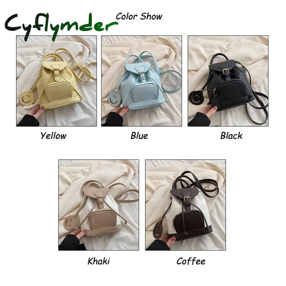 Cyflymder Small Pu Leather Backpack Bags School For Teenagers Girls Luxury Back Packs Color