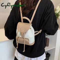 Cyflymder Small Pu Leather Backpack Bags School For Teenagers Girls Luxury Back Packs Color