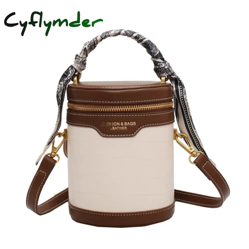 Cyflymder Small Pu Leather Bucket Crossbody Bag For Women Designer Branded Shoulder Handbags And