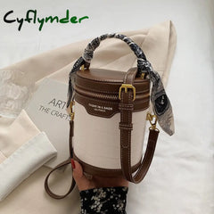 Cyflymder Small Pu Leather Bucket Crossbody Bag For Women Designer Branded Shoulder Handbags And