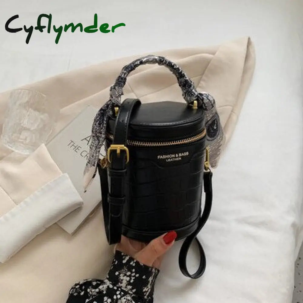 Cyflymder Small Pu Leather Bucket Crossbody Bag For Women Designer Branded Shoulder Handbags And