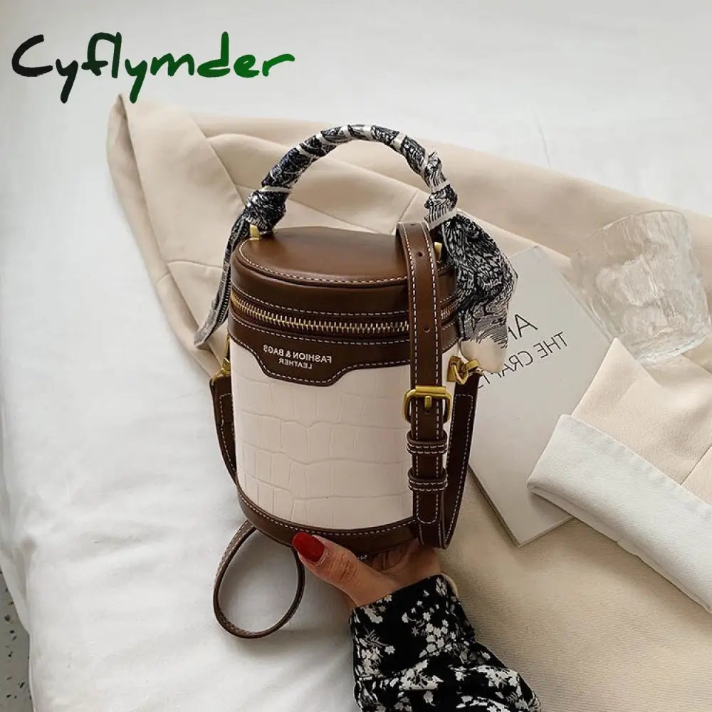 Cyflymder Small Pu Leather Bucket Crossbody Bag For Women Designer Branded Shoulder Handbags And