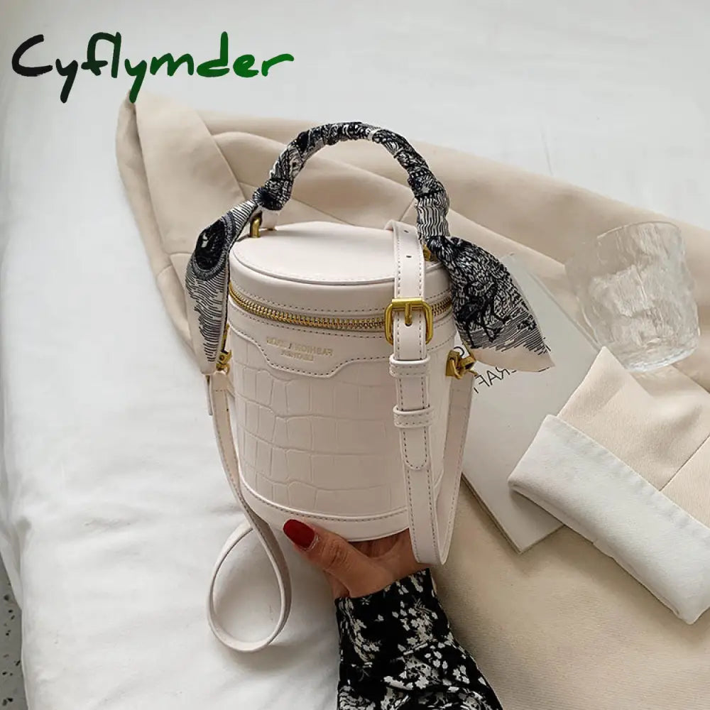 Cyflymder Small Pu Leather Bucket Crossbody Bag For Women Designer Branded Shoulder Handbags And