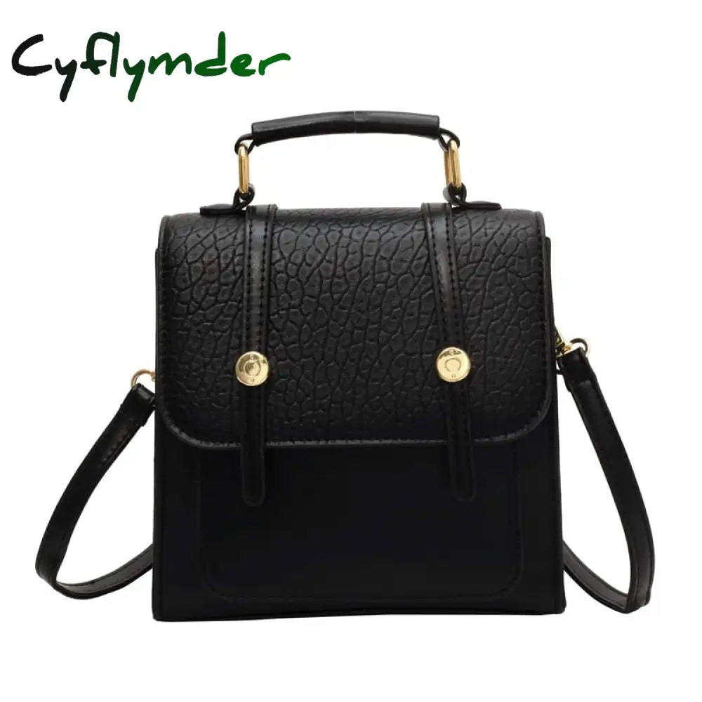 Cyflymder Small Retro Leather Back Pack For Women Korean Fashion New Designer Mini Backpack Trendy