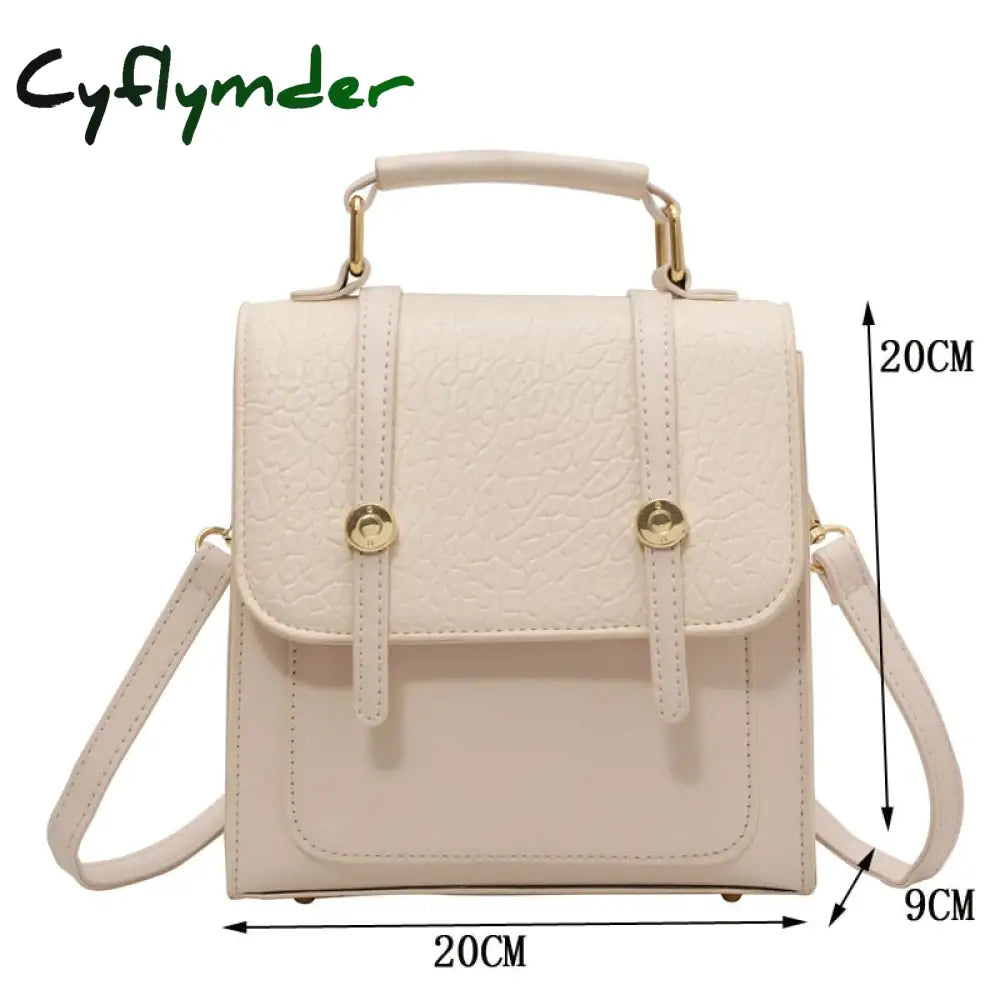 Cyflymder Small Retro Leather Back Pack For Women Korean Fashion New Designer Mini Backpack Trendy