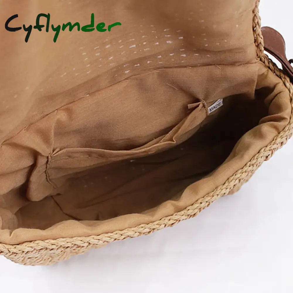 Cyflymder Small Straw Bucket Crossbody Bag For Female Summer Weave Women’s Brand Design Handbags