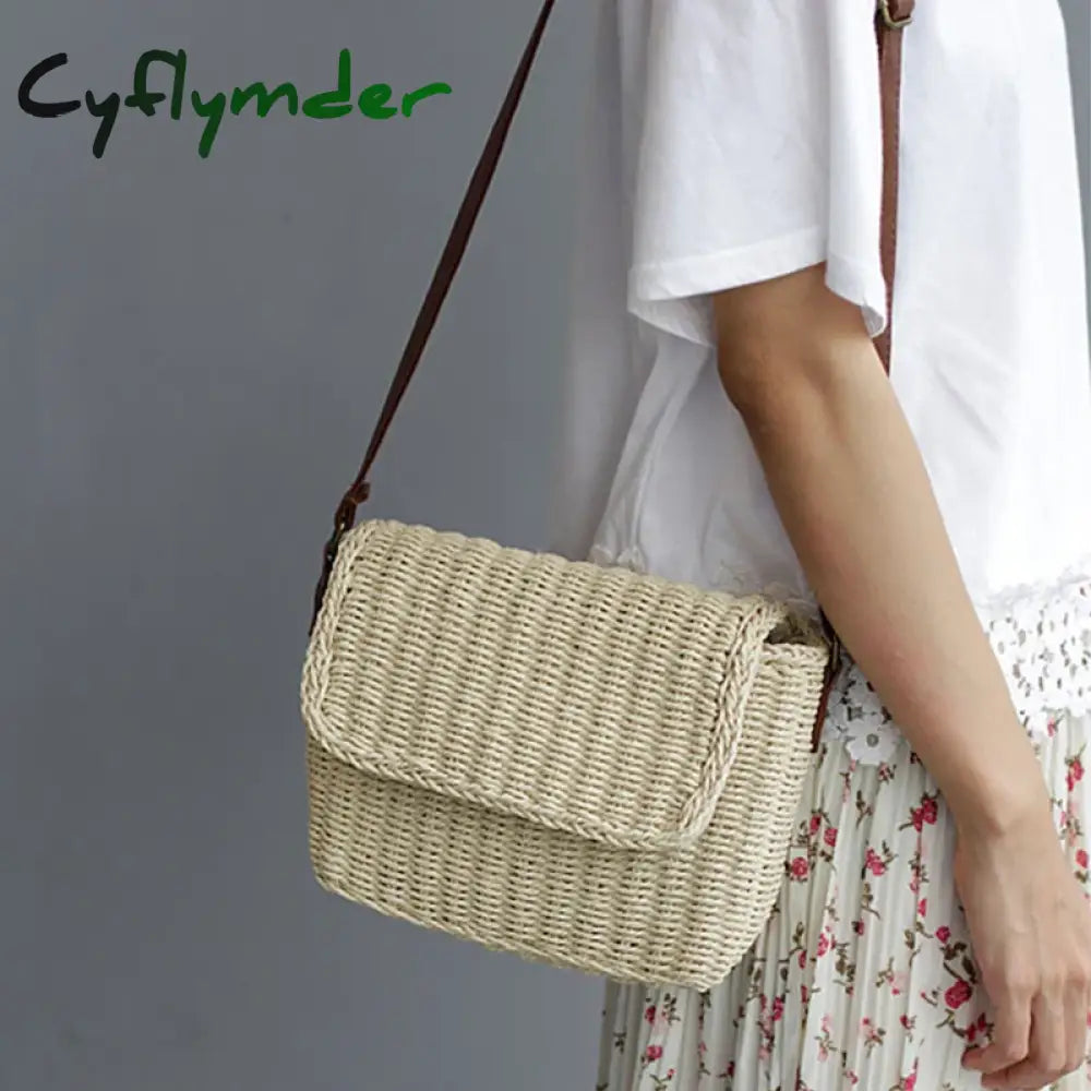 Cyflymder Small Straw Bucket Crossbody Bag For Female Summer Weave Women’s Brand Design Handbags