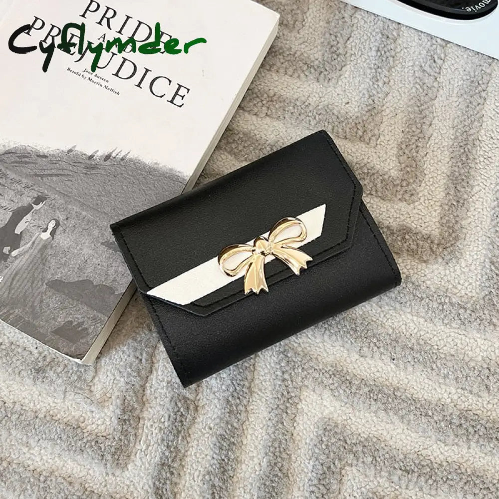 Cyflymder Small Wallet Women Short Cute Girls Patchwork Credit Bank Card Holder Wallets Metal