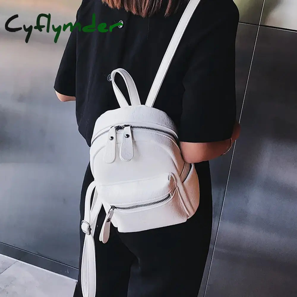 Cyflymder Small Women Backpacks Pu Leather Teenagers Girls Shoulder Bags Backpack Daypack Female