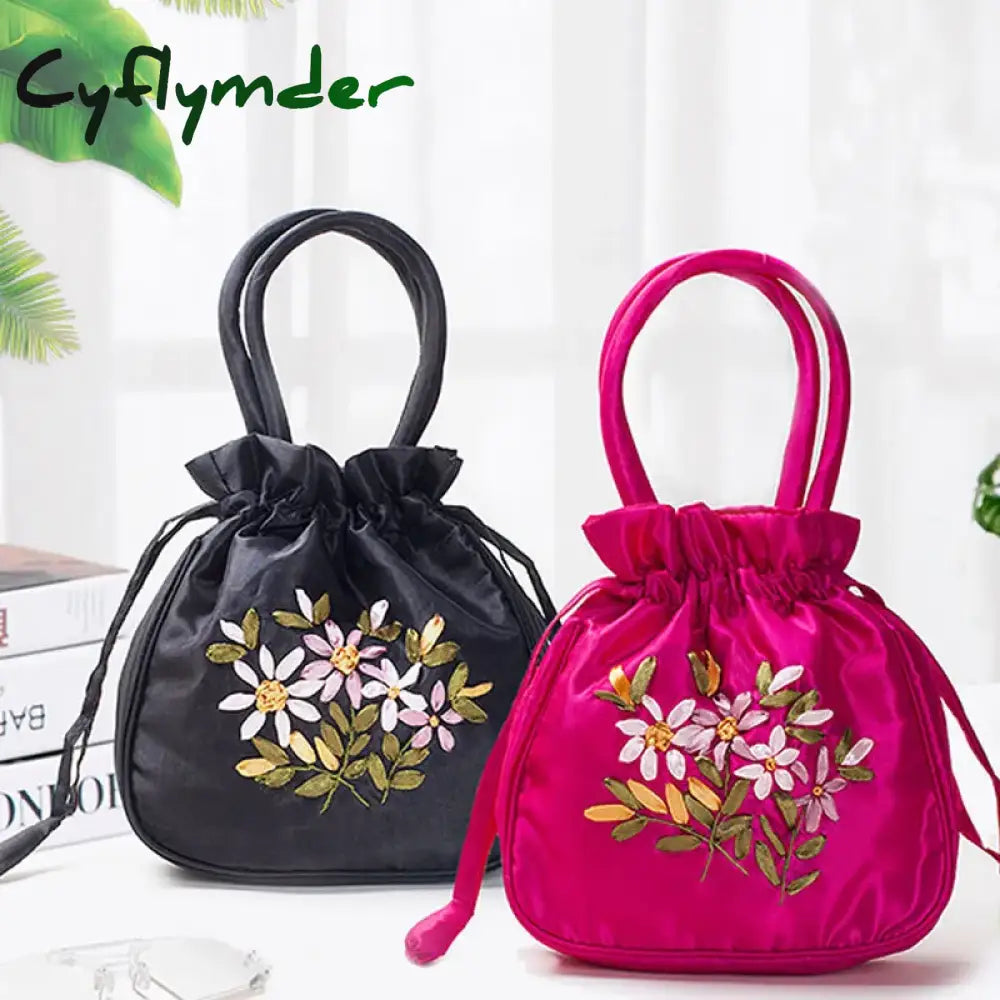 Cyflymder Small Women Bucket Bag Top Handle Ladies Handbag Phone Summer Purse National Style