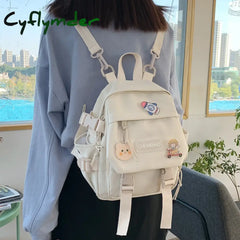 Cyflymder Small Women’s Backpack Girls School Bag Waterproof Nylon Fashion Japanese Casual Young