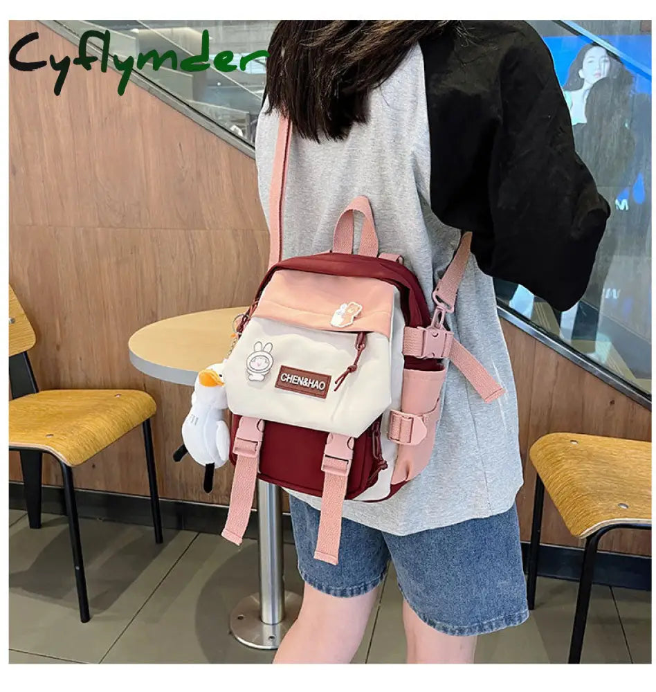 Cyflymder Small Women’s Backpack Girls School Bag Waterproof Nylon Fashion Japanese Casual Young