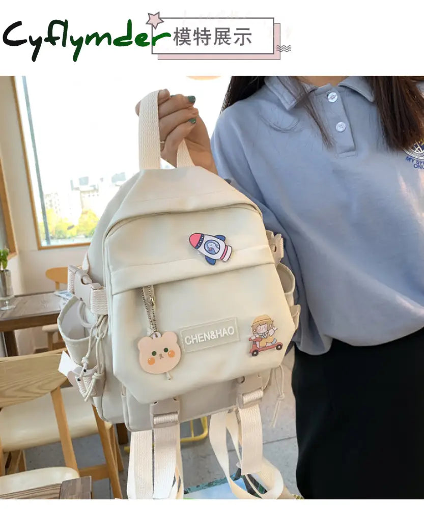 Cyflymder Small Women’s Backpack Girls School Bag Waterproof Nylon Fashion Japanese Casual Young