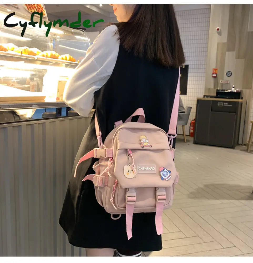 Cyflymder Small Women’s Backpack Girls School Bag Waterproof Nylon Fashion Japanese Casual Young