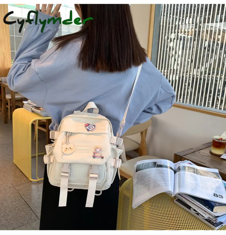 Cyflymder Small Women’s Backpack Girls School Bag Waterproof Nylon Fashion Japanese Casual Young