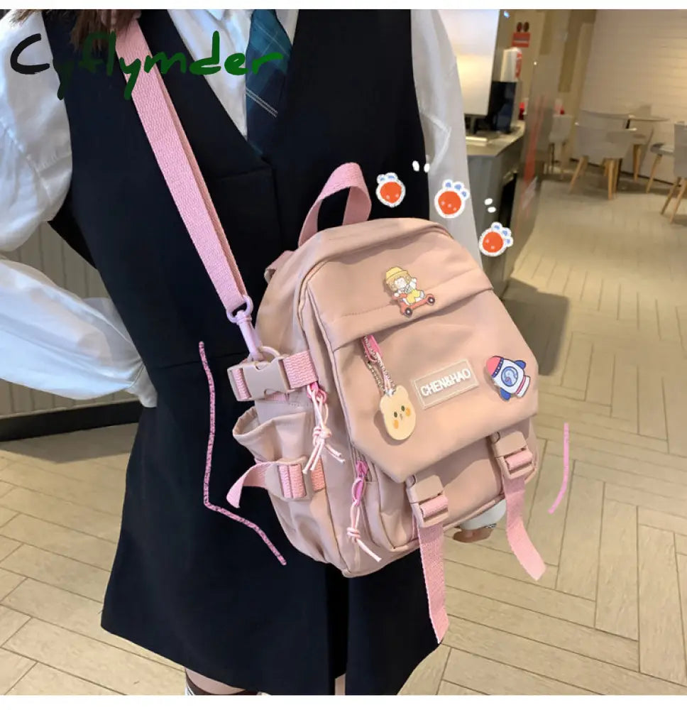 Cyflymder Small Women’s Backpack Girls School Bag Waterproof Nylon Fashion Japanese Casual Young