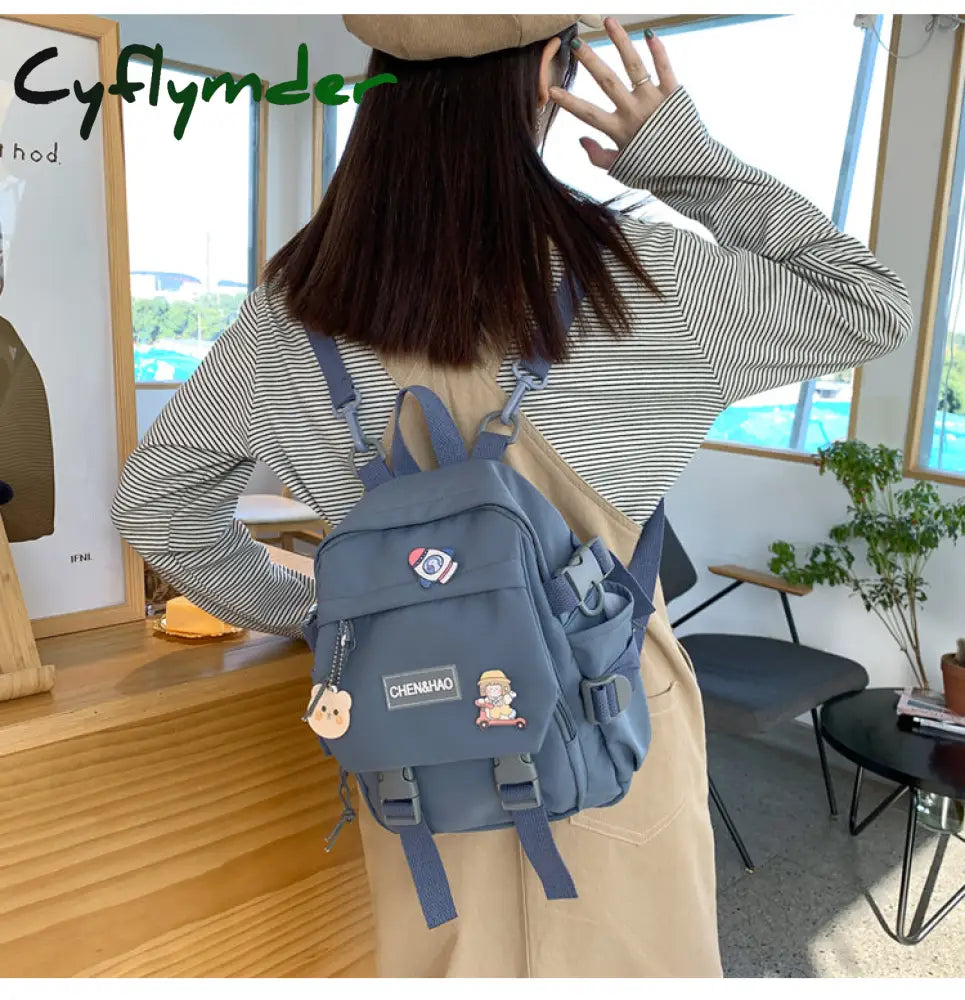 Cyflymder Small Women’s Backpack Girls School Bag Waterproof Nylon Fashion Japanese Casual Young